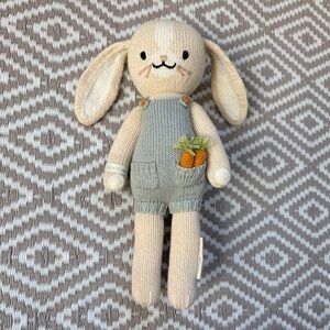 Cuddle + Kind Henry Bunny Rabbit Blue Plush Toy Knit Stuffy Stuffed Animal 13”